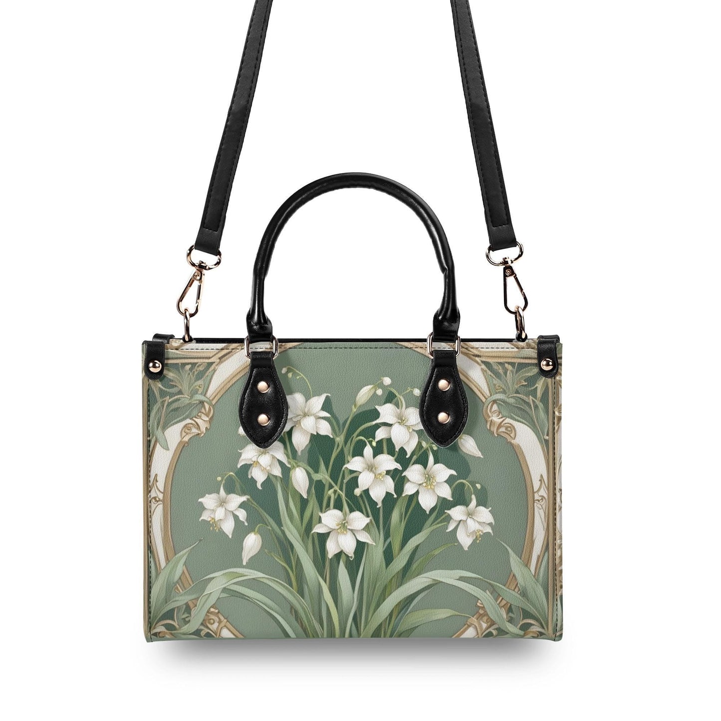 Lily of the Valley Crossbody Bag - Floral Vegan Leather Designer Purse, Unique Gift for Women