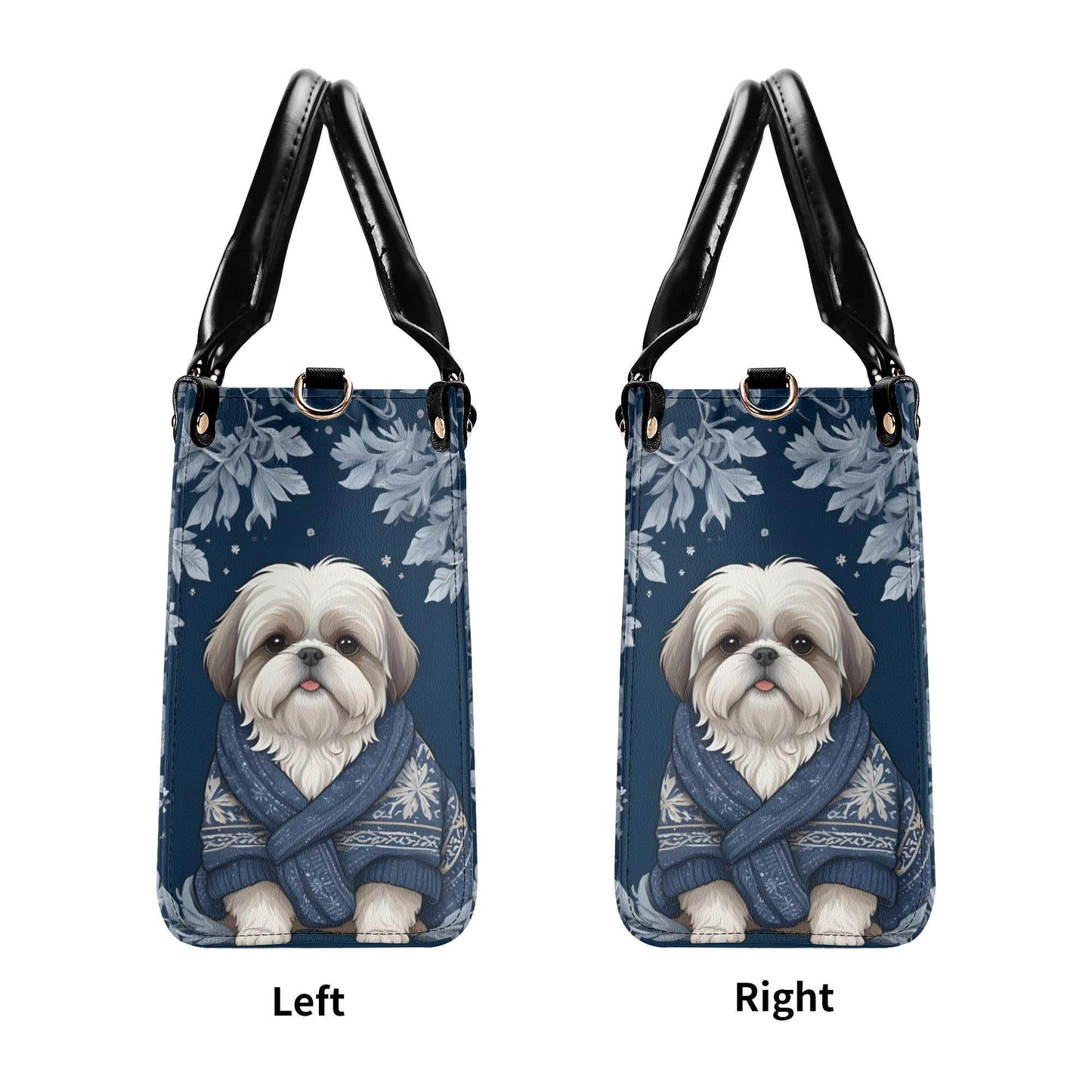 Shih Tzu Dog in Cozy Winter Sweater Bag Cute Crossbody Bag Unique Purse Cute Purse, Luxury Bag Vegan Leather Bags Printed Designer Bag