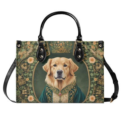 Noble Golden Retriever in Velvet Robe - Art Nouveau Regal Dog Portrait Bag Cute Crossbody Bag Unique Purse Cute Purse, Luxury Bag