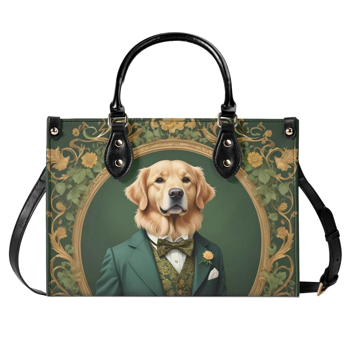 Golden Retriever in Gentleman’s Suit Crossbody Bag - Unique Vegan Leather Purse, Luxury Gift for Dog Lovers