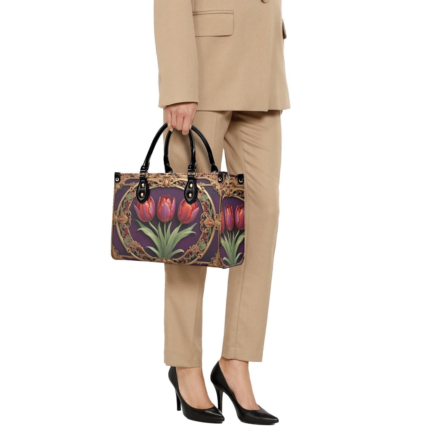 Tulips Bag Cute Crossbody Bag Unique Purse Cute Purse, Luxury Bag Vegan Leather Bags Printed Designer Bag