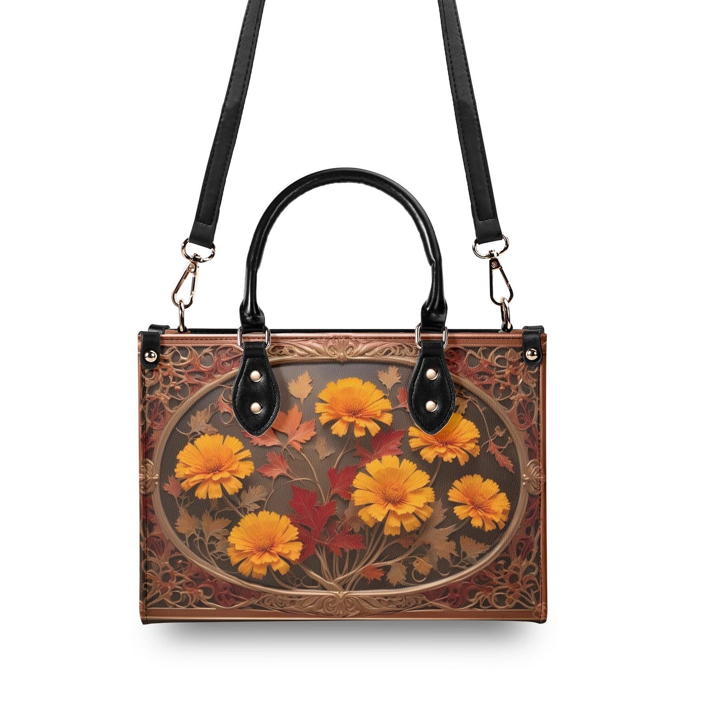 Autumn Maple Leaves Crossbody Bag - Nature-Inspired Vegan Leather Purse, Unique Gift for Women