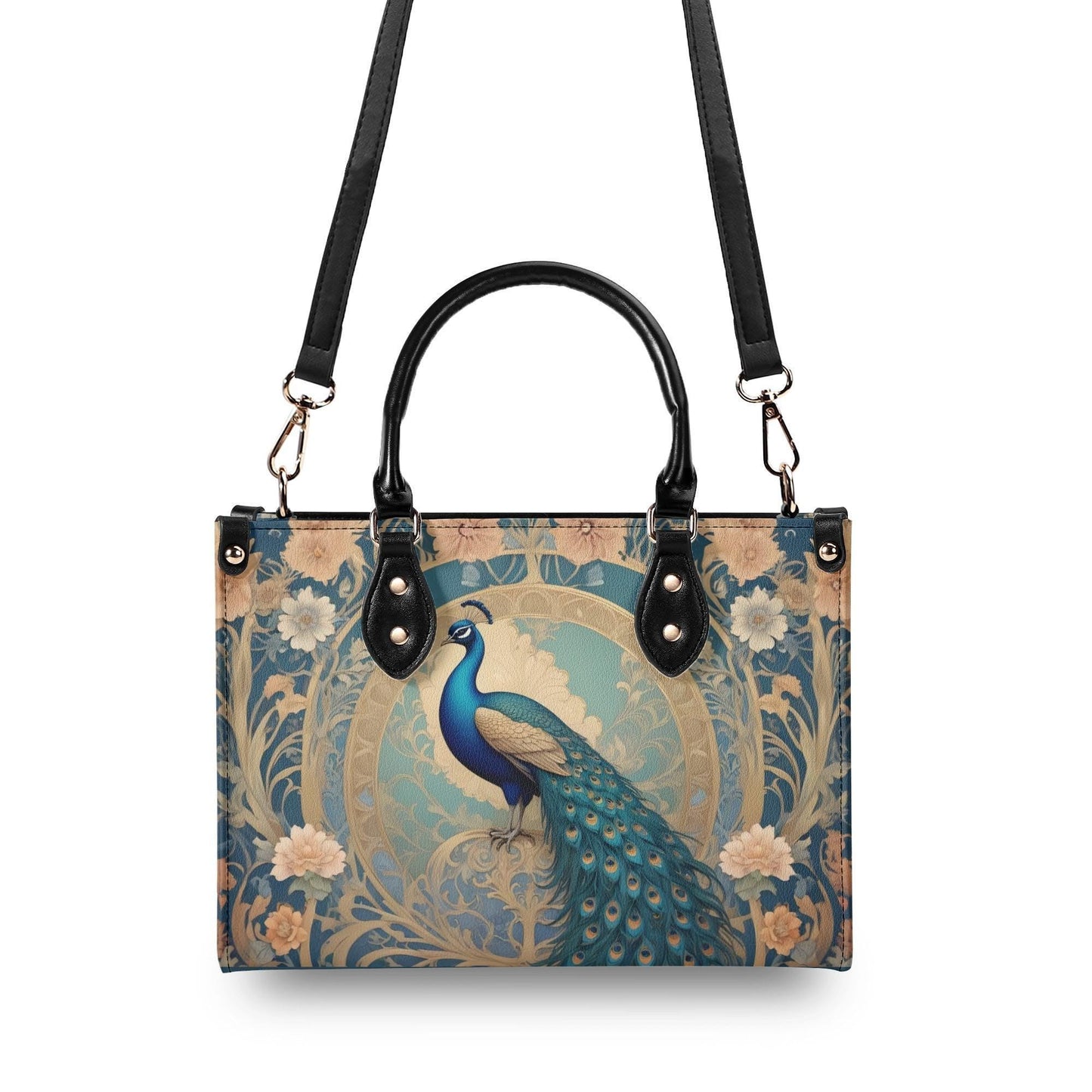 Celestial Sunburst Crossbody Bag - Art Nouveau Vegan Leather Designer Purse, Unique Gift for Women