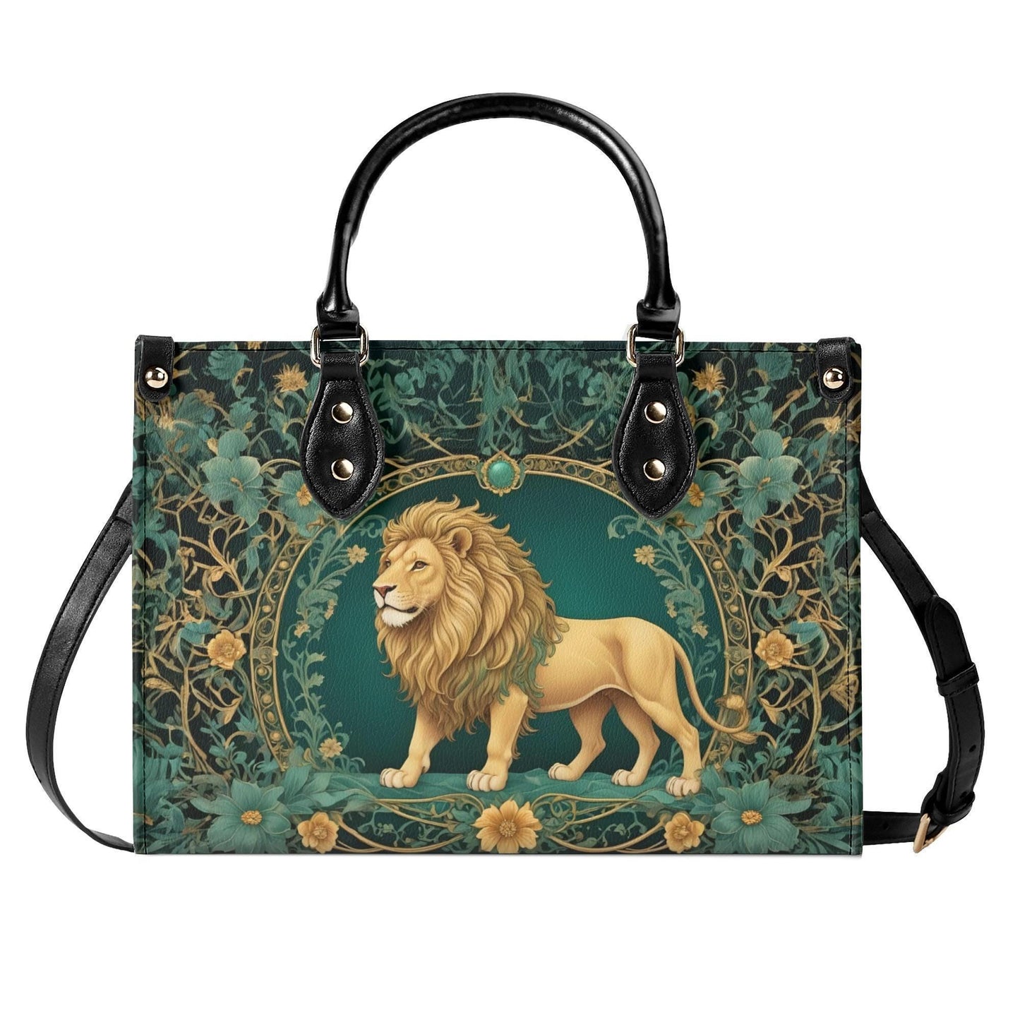 Majestic Golden Lion Crossbody Bag - Nature-Inspired Vegan Leather Designer Purse, Unique Gift for Women
