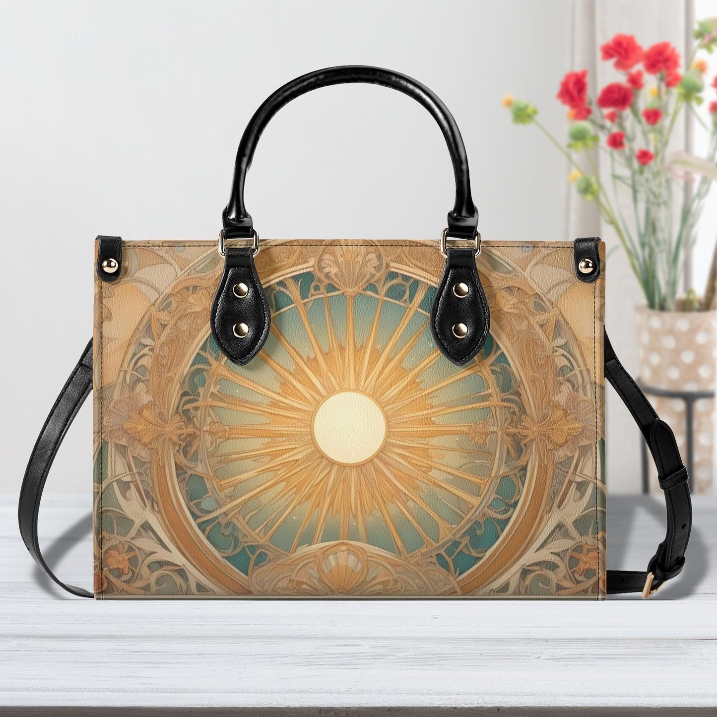Sun Art Nouveau Bag Cute Crossbody Bag Unique Purse Cute Purse, Luxury Bag Vegan Leather Bags Printed Designer Bag