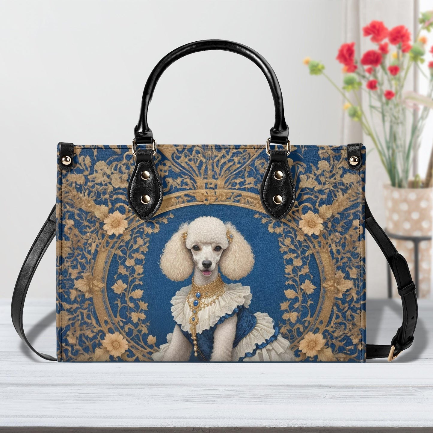 Queenly Poodle- Art Nouveau Royal Dog Portrait Bag Cute Crossbody Bag Unique Purse Cute Purse, Luxury Bag