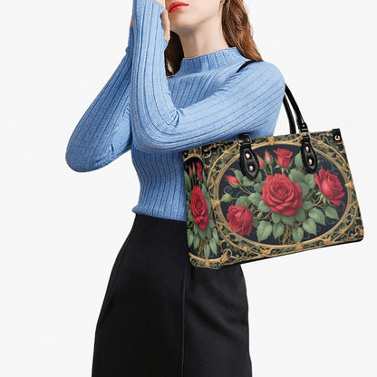 Lush Roses Crossbody Bag - Floral Vegan Leather Designer Purse, Unique Gift for Women