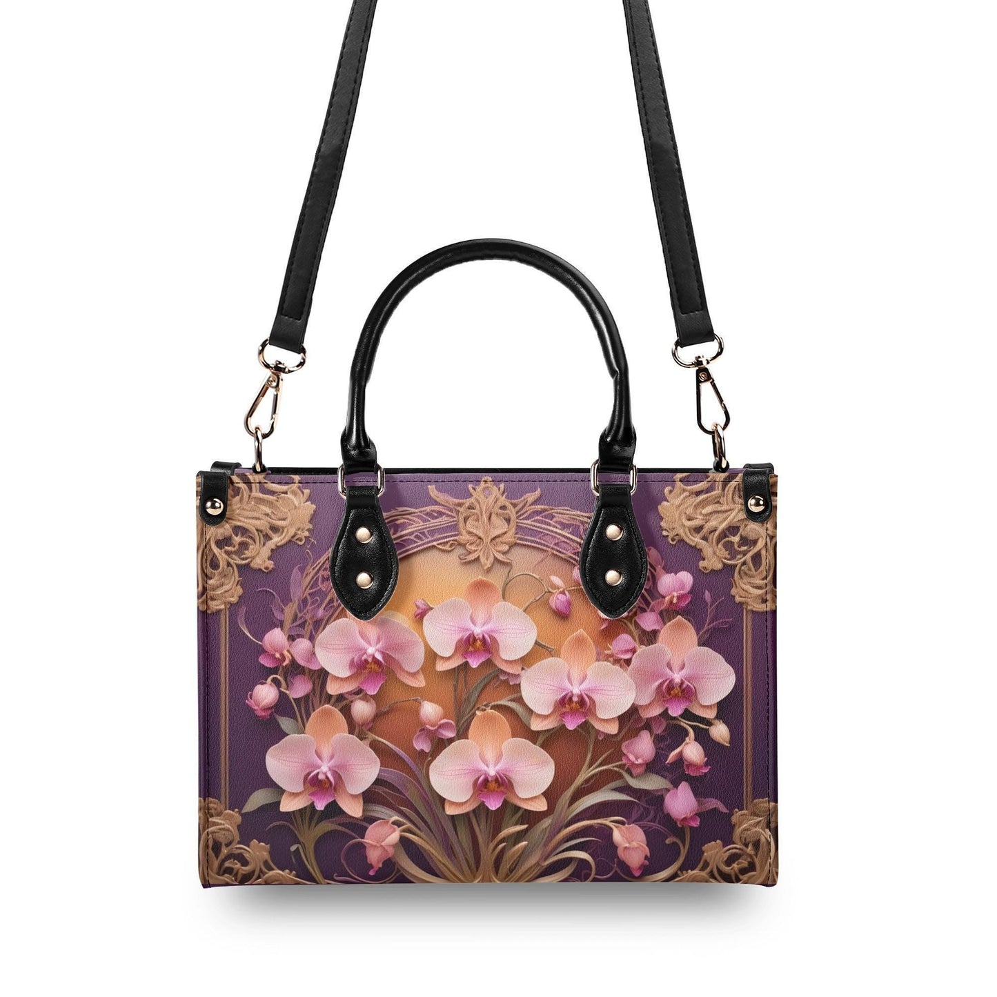 Orchids Crossbody Bag - Floral Vegan Leather Designer Purse, Unique Gift for Women