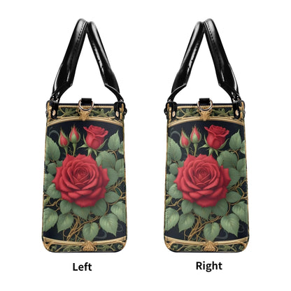 Lush Roses Crossbody Bag - Floral Vegan Leather Designer Purse, Unique Gift for Women