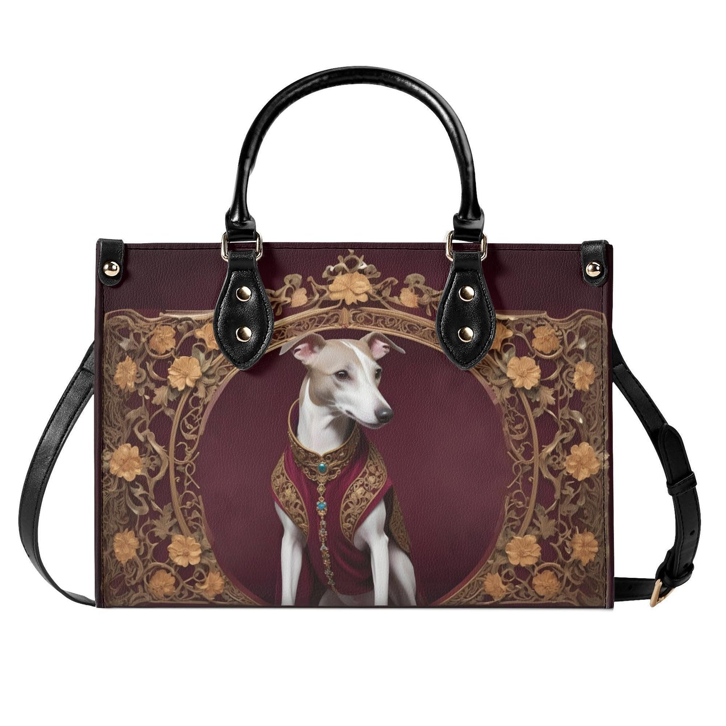 Whippet Art Nouveau Crossbody Bag - Unique Vegan Leather Purse, Luxury Dog Lover Gift