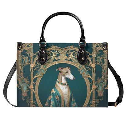 Greyhound Crossbody Bag in Silk Robe - Art Nouveau Vegan Leather Designer Purse, Unique Gift for Women