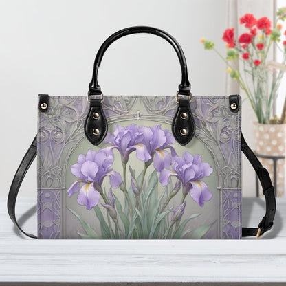 Ethereal Irises Crossbody Bag in Lavender Mist - Vegan Leather Floral Purse, Unique Gift for Women