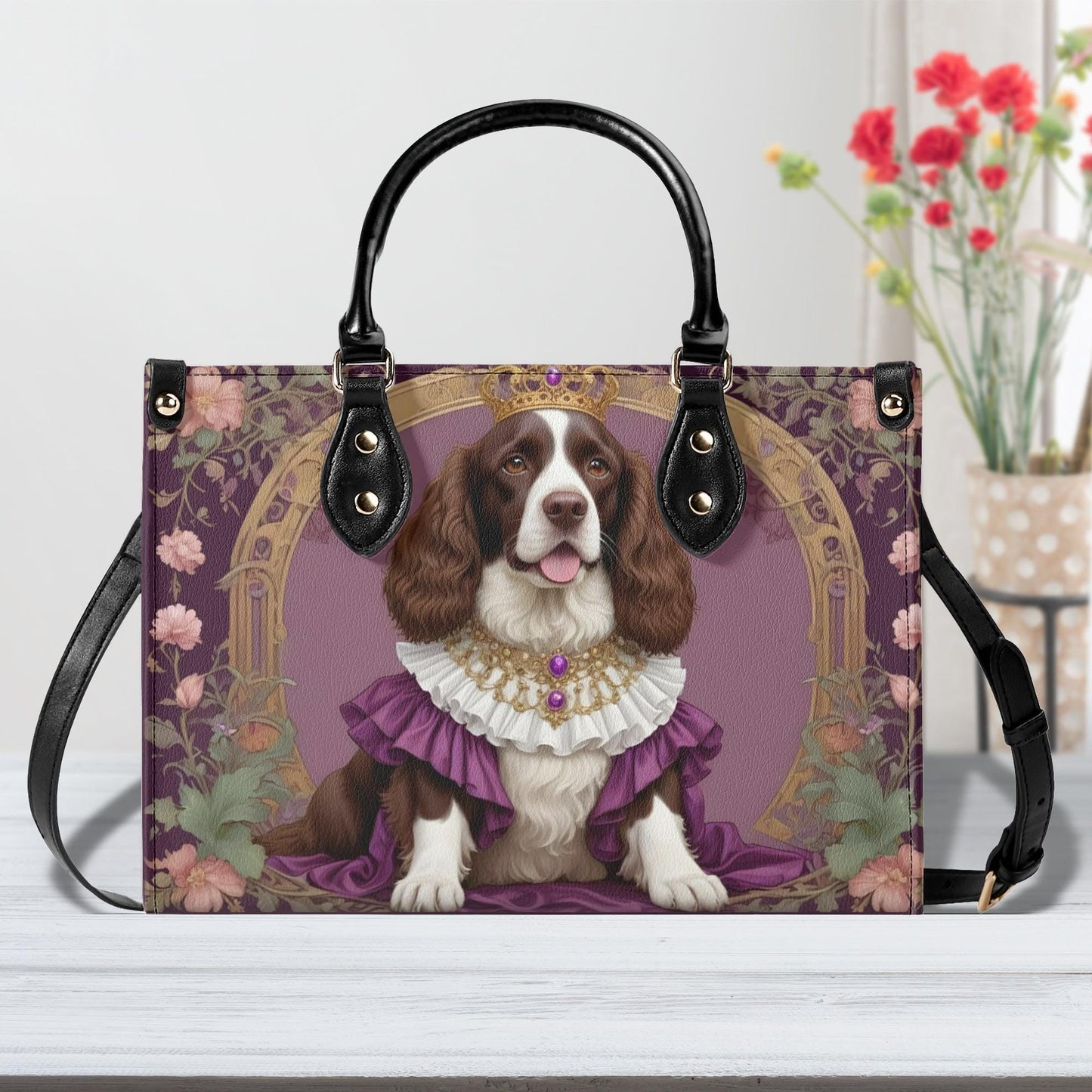 Spaniel- Art Nouveau Royal Dog Portrait Bag Cute Crossbody Bag Unique Purse Cute Purse, Luxury Bag Vegan Leather Bags Printed Designer Bag