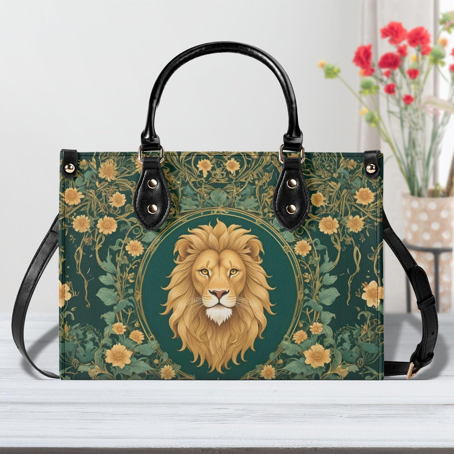 Majestic Lion Crossbody Bag - Nature-Inspired Vegan Leather Designer Purse, Unique Gift for Women
