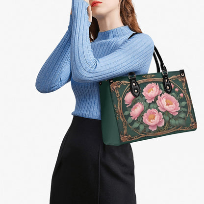 Peonies Crossbody Bag - Floral Vegan Leather Designer Purse, Unique Gift for Women