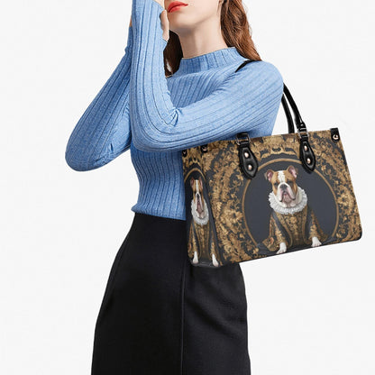 Elizabethan Bulldog Crossbody Bag - Royal Dog Portrait Vegan Leather Purse, Unique Gift for Women