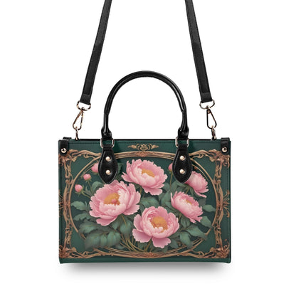 Peonies Crossbody Bag - Floral Vegan Leather Designer Purse, Unique Gift for Women