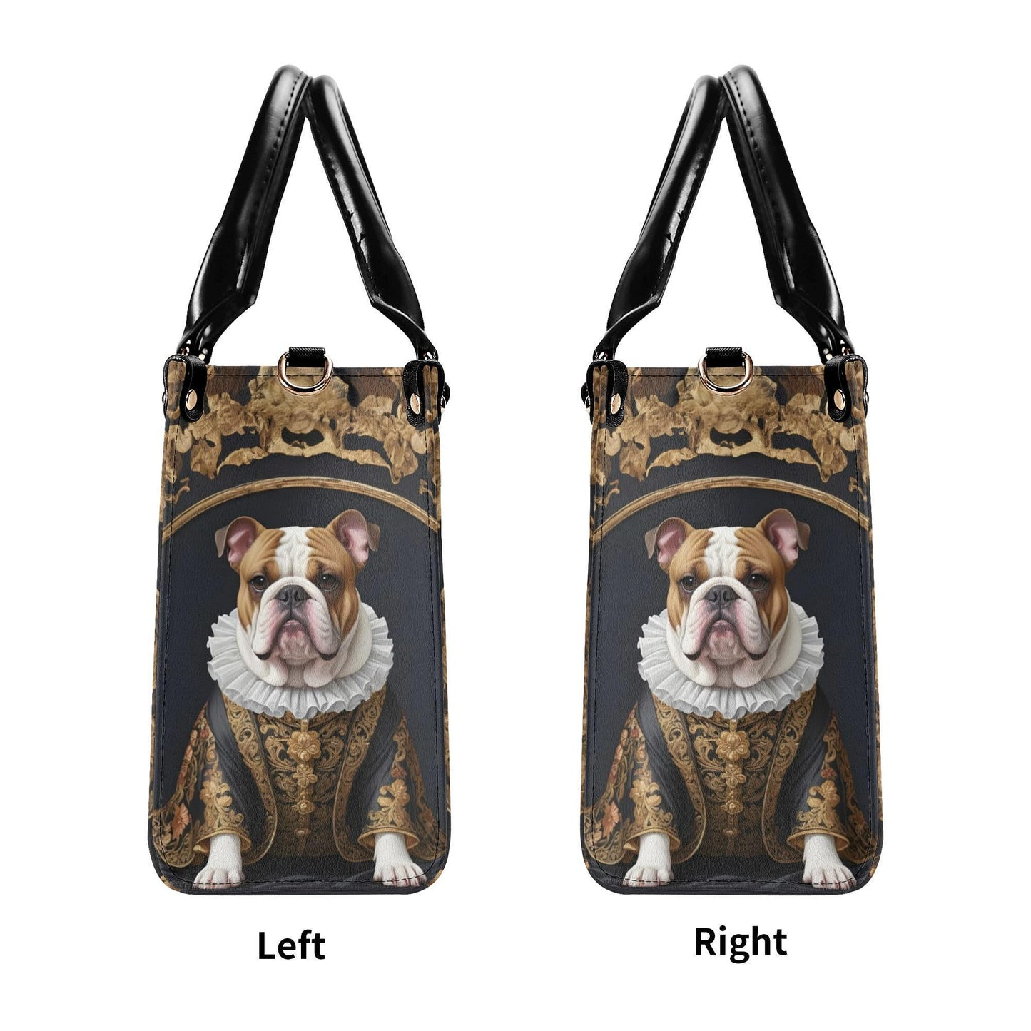 Elizabethan Bulldog Crossbody Bag - Royal Dog Portrait Vegan Leather Purse, Unique Gift for Women