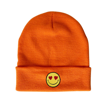 Heart Eyes Smiley Face Embroidered Beanie Smile Beanie Winter Beanie