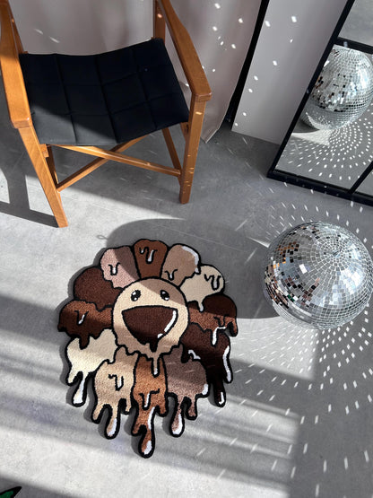 Tufted Flower Rug: Handmade Abstract Art, Home Decor