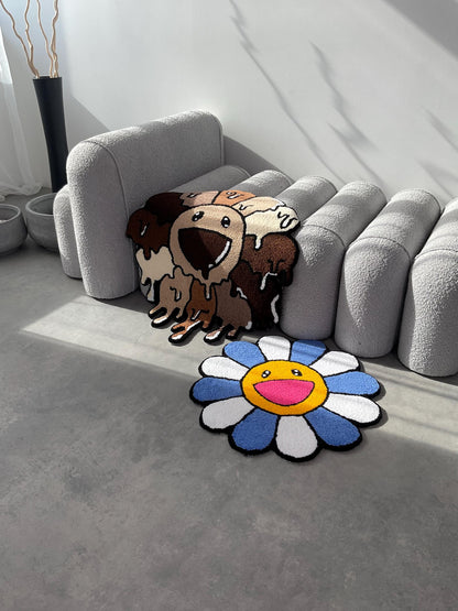 Tufted Flower Rug: Handmade Abstract Art, Home Decor