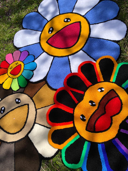 Tufted Flower Rug: Handmade Abstract Art, Home Decor