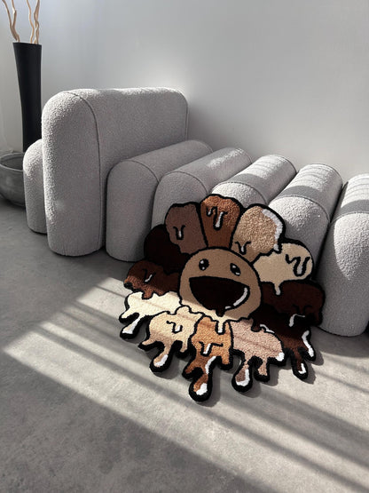 Tufted Flower Rug: Handmade Abstract Art, Home Decor