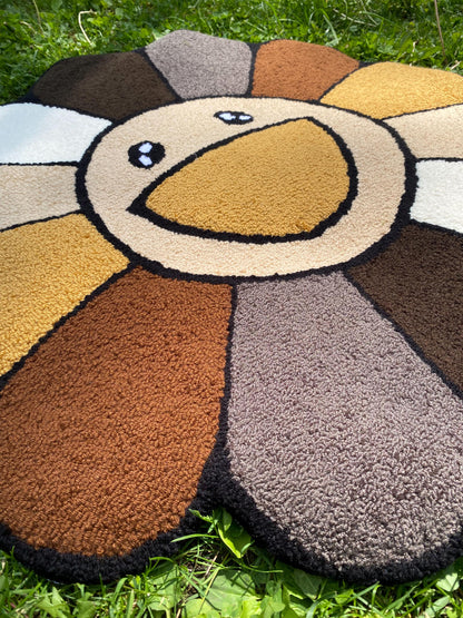 Tufted Flower Rug: Handmade Abstract Art, Home Decor