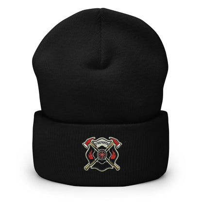 Firefighter Shield and Axe Embroidered Beanie | Winter Hat