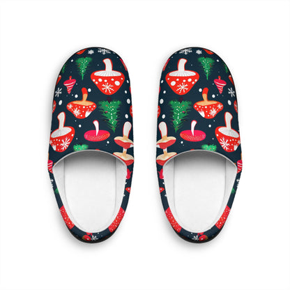Holiday Slippers Christmas-Mushrooms Red, Snowflakes Design Festive Women's Indoor HouseShoes Holiday Home Weare Comfortable Footwear