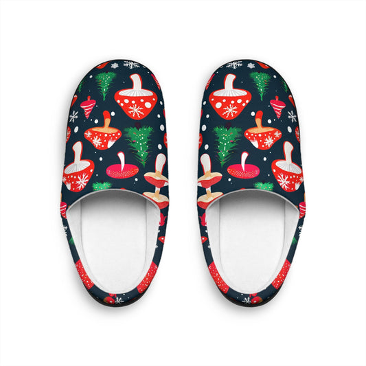 Holiday Slippers Christmas-Mushrooms Red, Snowflakes Design Festive Women's Indoor HouseShoes Holiday Home Weare Comfortable Footwear