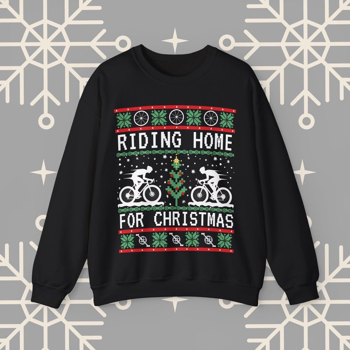 Riding Home For Christmas, Cycling Ugly Christmas , Bicycle Sweatshirt, Funny Biking Jumper, Bike Christmas Shirt, Gift for Cyclist
