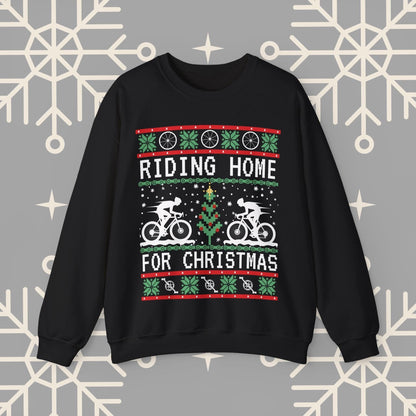 Riding Home For Christmas, Cycling Ugly Christmas , Bicycle Sweatshirt, Funny Biking Jumper, Bike Christmas Shirt, Gift for Cyclist