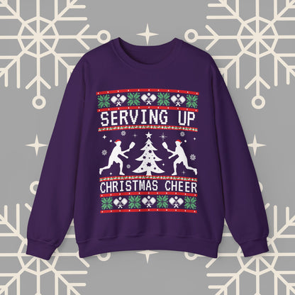Pickleball Ugly Christmas , Serving Up Christmas Cheer Sweatshirt, Pickleball Holiday Party Crewneck, Pickleballer Gifts