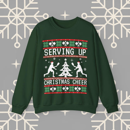 Pickleball Ugly Christmas , Serving Up Christmas Cheer Sweatshirt, Pickleball Holiday Party Crewneck, Pickleballer Gifts