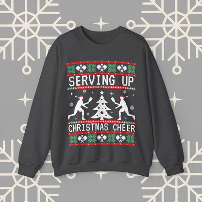 Pickleball Ugly Christmas , Serving Up Christmas Cheer Sweatshirt, Pickleball Holiday Party Crewneck, Pickleballer Gifts
