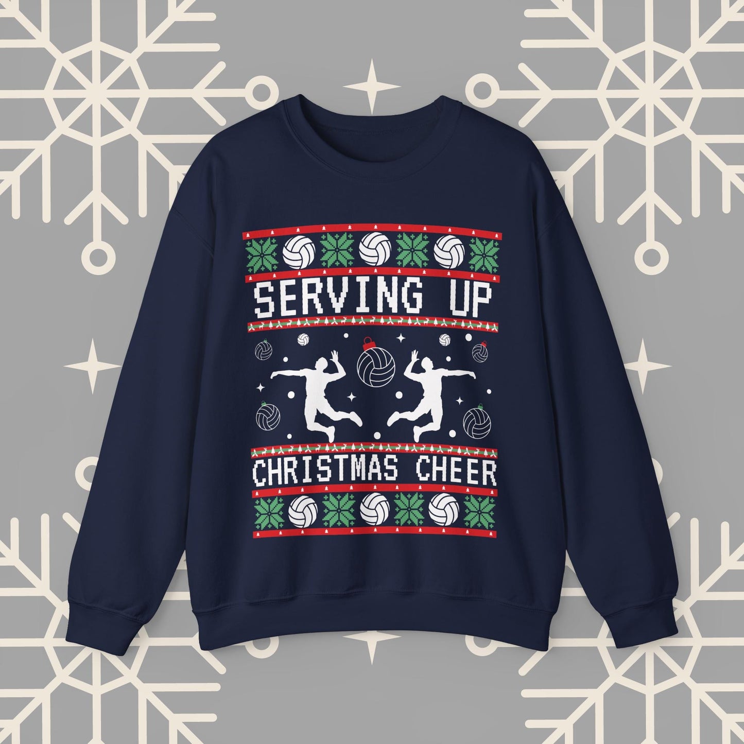 Men's Volleyball Ugly Christmas , Serving Up Christmas Cheer Sweatshirt, Volleyball Holiday Party Crewneck Jumper, Volleyball Gifts