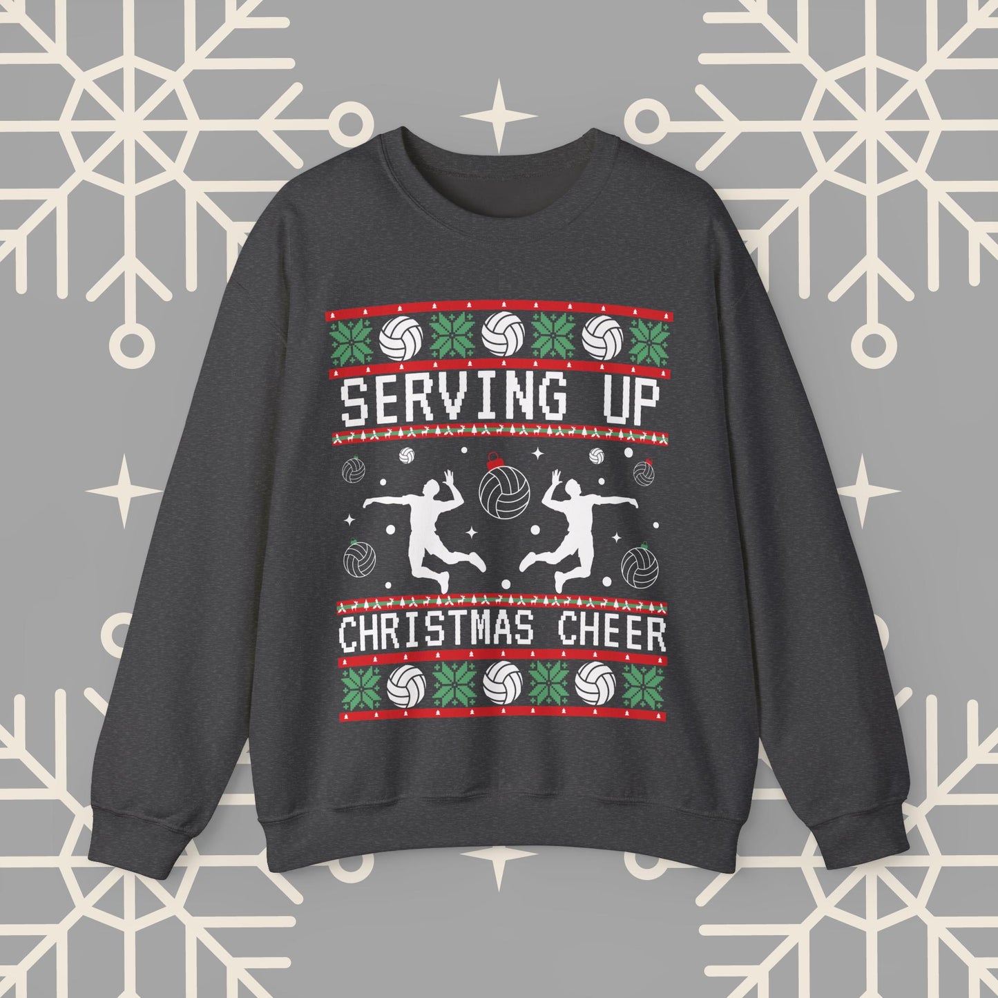 Men's Volleyball Ugly Christmas , Serving Up Christmas Cheer Sweatshirt, Volleyball Holiday Party Crewneck Jumper, Volleyball Gifts