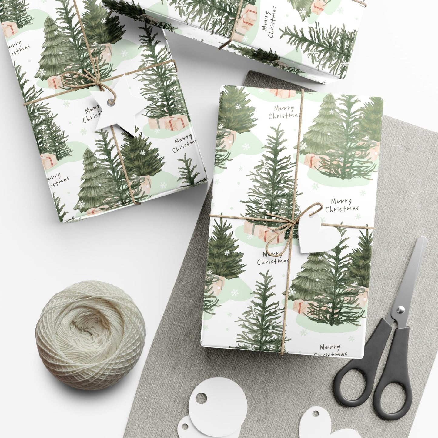 Christmas Tree Christmas Gift Wrapping Papers - Natural Christmas Gift wrap - Classic Gift Wrap - Simple Gift Wrap