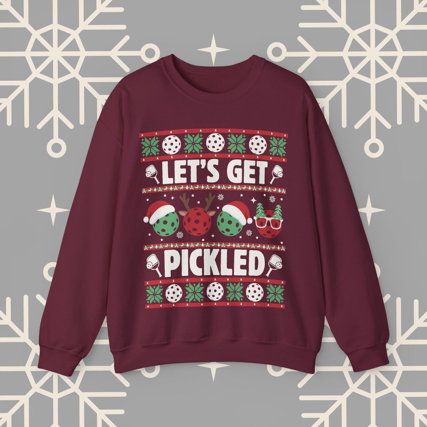 Pickleball Ugly Christmas , Let's Get Pickled, Pickleballer Sweatshirt, Funny Holiday Jumper, Pickleball Gifts
