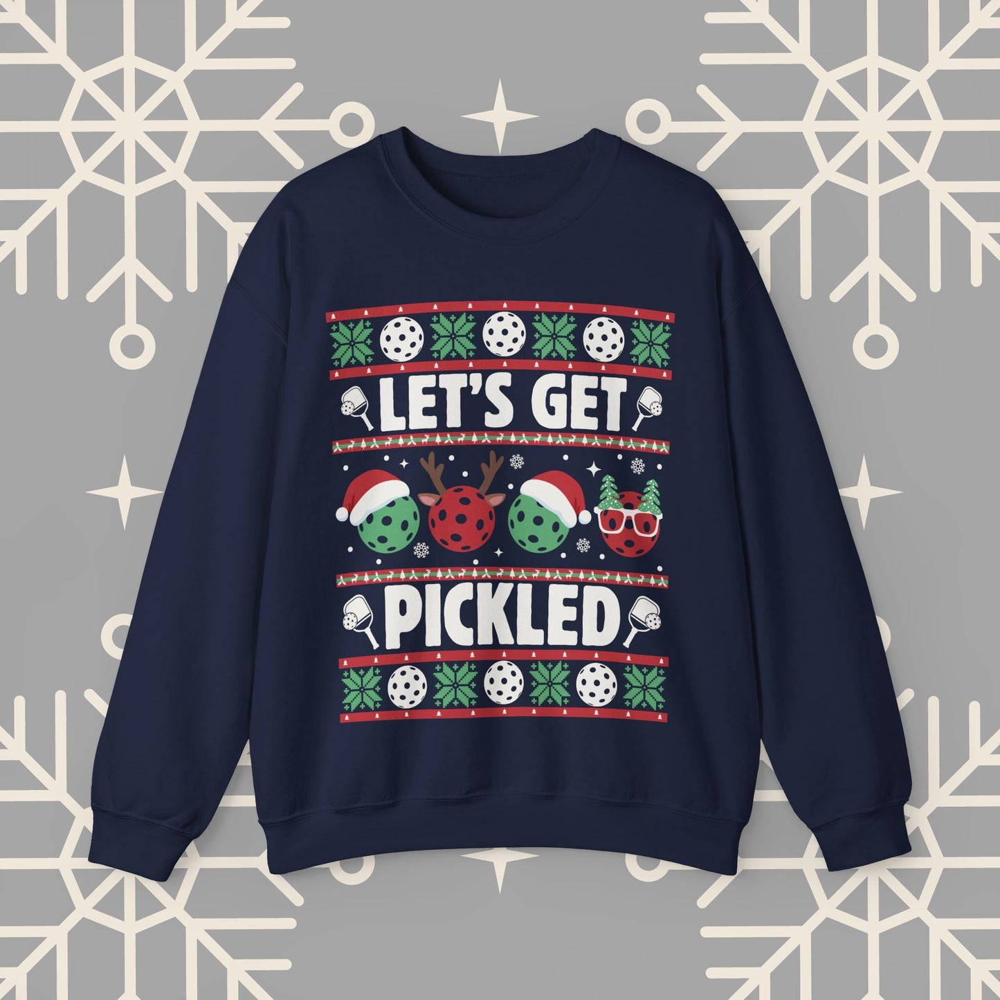 Pickleball Ugly Christmas , Let's Get Pickled, Pickleballer Sweatshirt, Funny Holiday Jumper, Pickleball Gifts