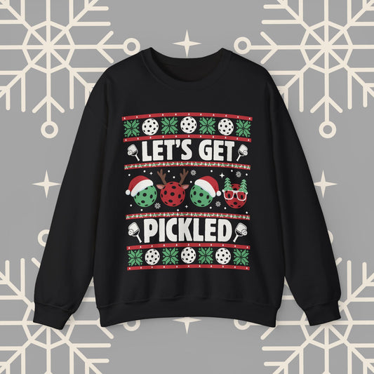 Pickleball Ugly Christmas , Let's Get Pickled, Pickleballer Sweatshirt, Funny Holiday Jumper, Pickleball Gifts