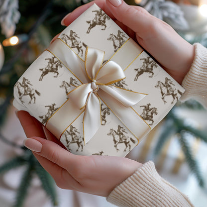 Vintage Cowboy Gift Wrap Paper: Retro Western Wrapping