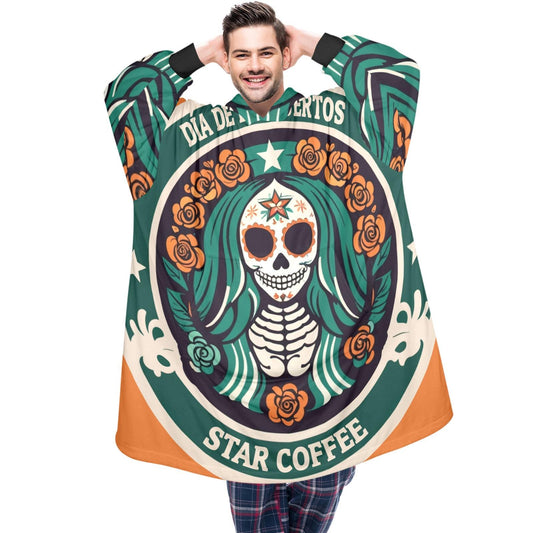 Day of the Dead Blanket Hoodie Coffee personalized blankets hoodie Chicano Día De Los Muertos Blanket day of the dead Blanket