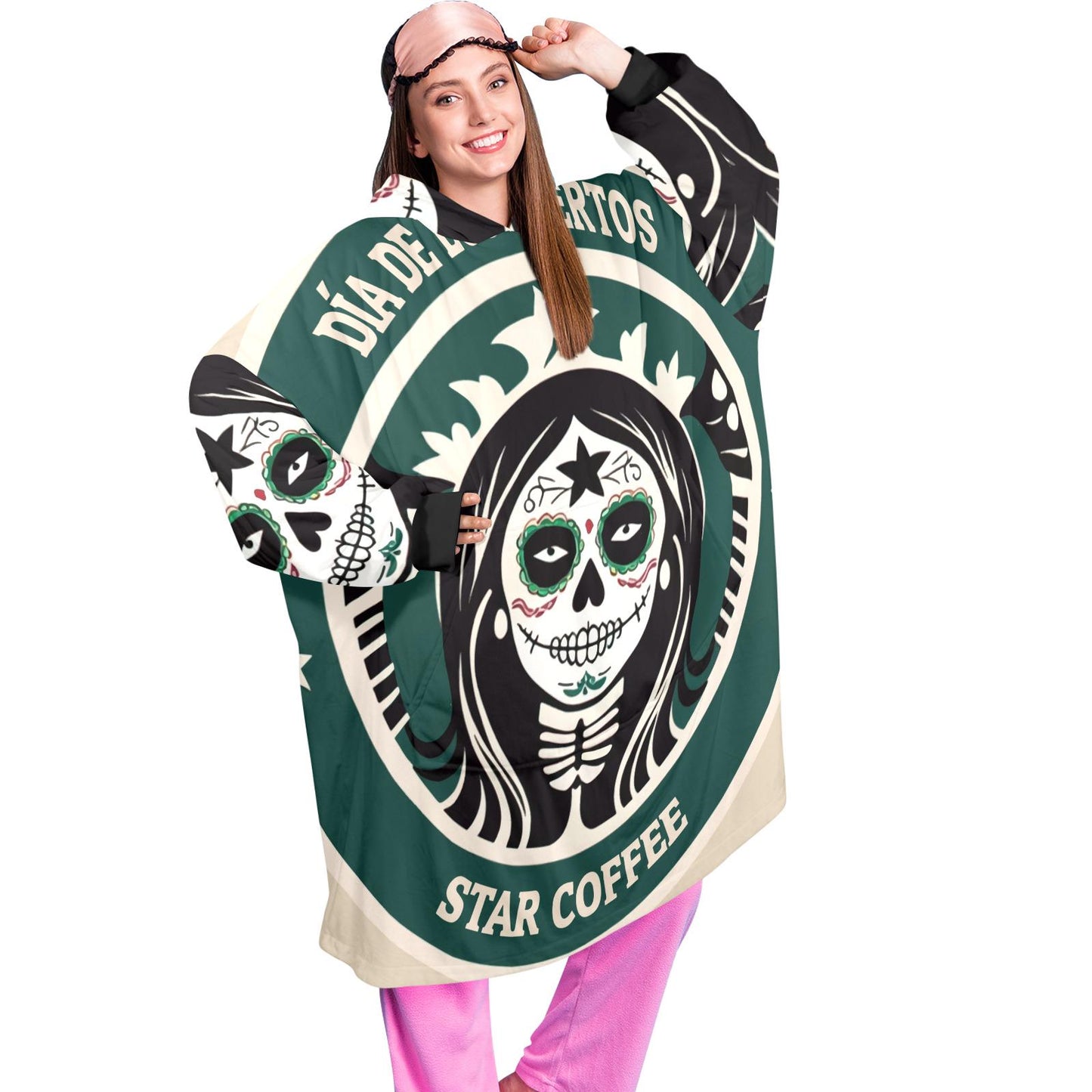 Día De Los Muertos Blanket Hoodie Chicano Coffee Blanket