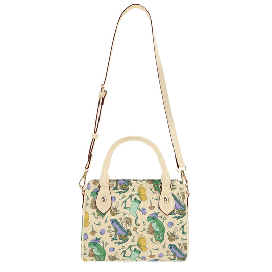 Cottagecore Frog Mini Handbag | Leather Boston Bag | Top Handle Shoulder Bag | Unique Gift | Mini Boston Bag