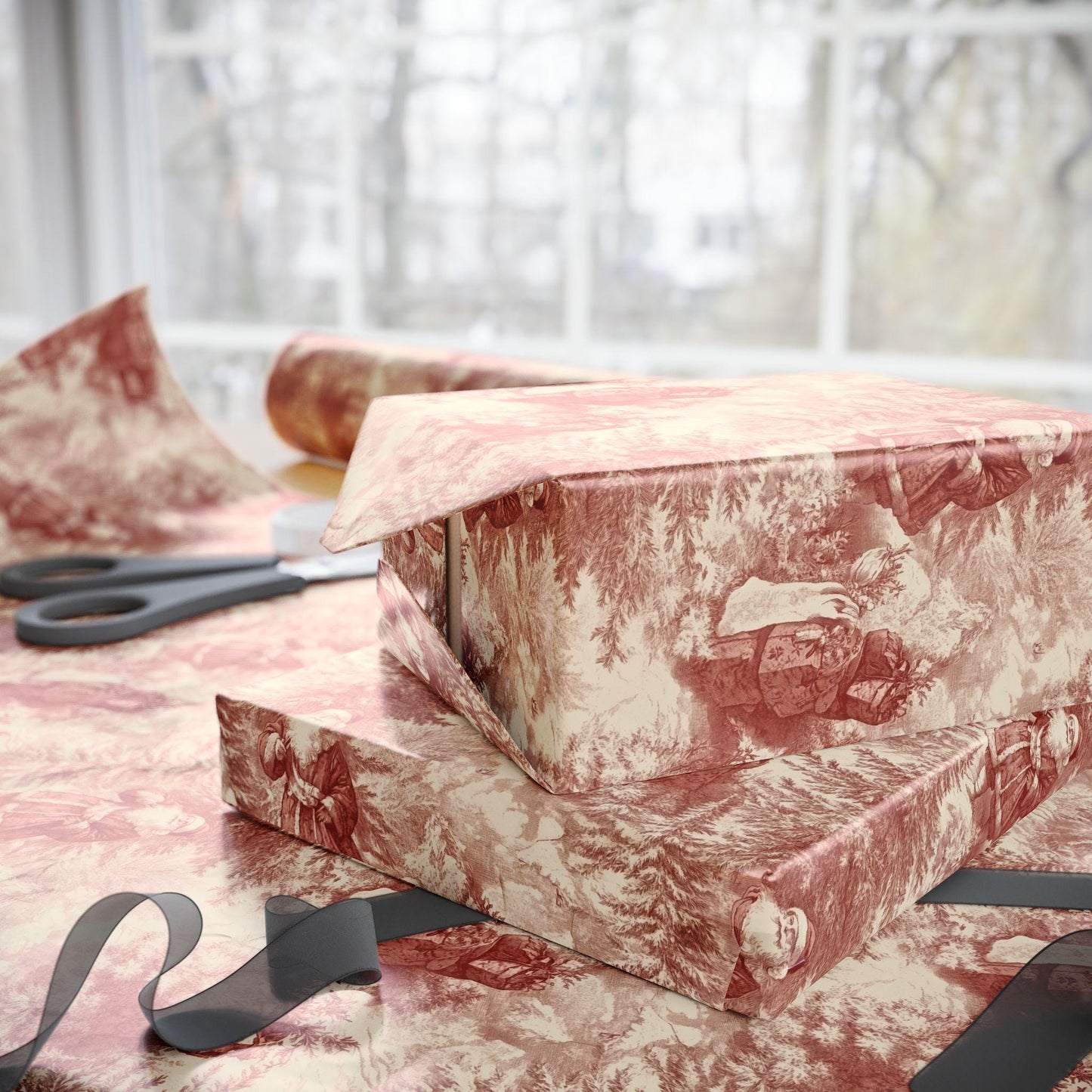 Vintage Christmas Toile Gift Wrap Holiday Gift Wrapping Paper Christmas Gift Wrap Xmas Christmas Vintage Victorian Roll Gift Wrap Paper