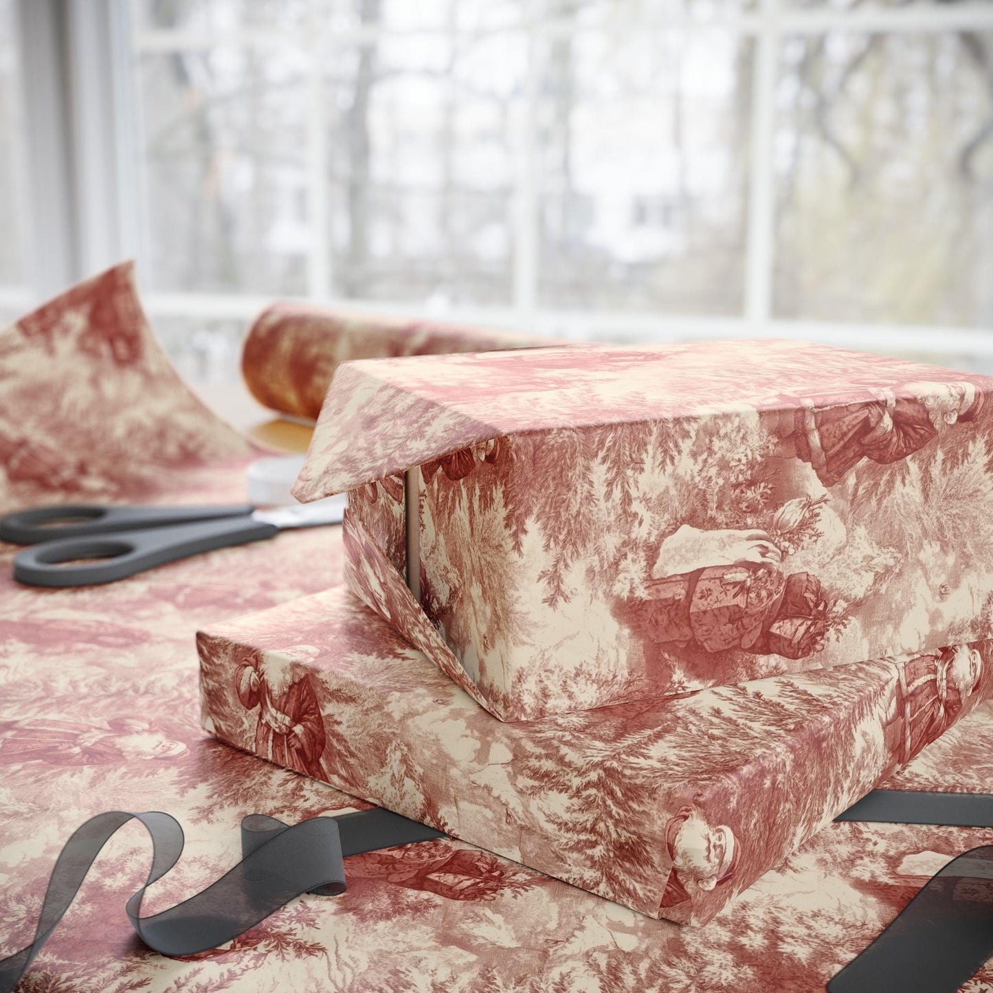 Vintage Christmas Toile Gift Wrap Holiday Gift Wrapping Paper Christmas Gift Wrap Xmas Christmas Vintage Victorian Roll Gift Wrap Paper