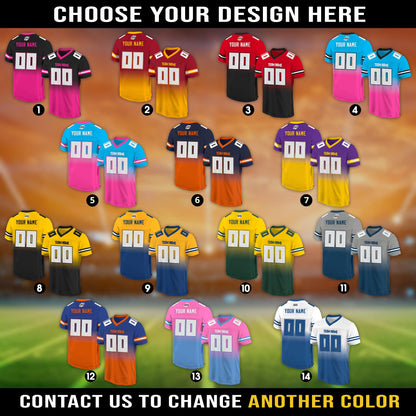 Personalized Team Name & Number Football Jersey Custom For Adult Youth Preschool, Custom Football Jersey For American Football Fans Game Day