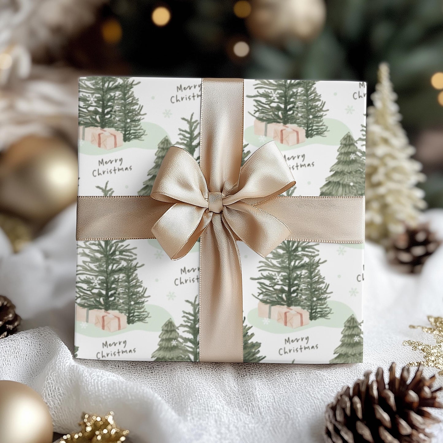 Christmas Tree Christmas Gift Wrapping Papers - Natural Christmas Gift wrap - Classic Gift Wrap - Simple Gift Wrap